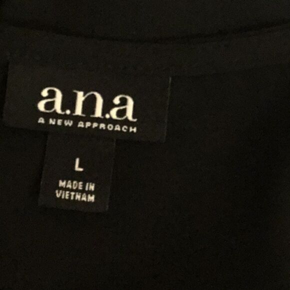 ANA semi sheer black blouse with ruffled button & sleeves in size L NWOT - Picture 9 of 10